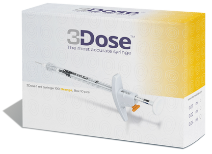 Strzykawka Luer Lock 3Dose orange 1ml,3-st. dozowanie- mezoterapia, botoks